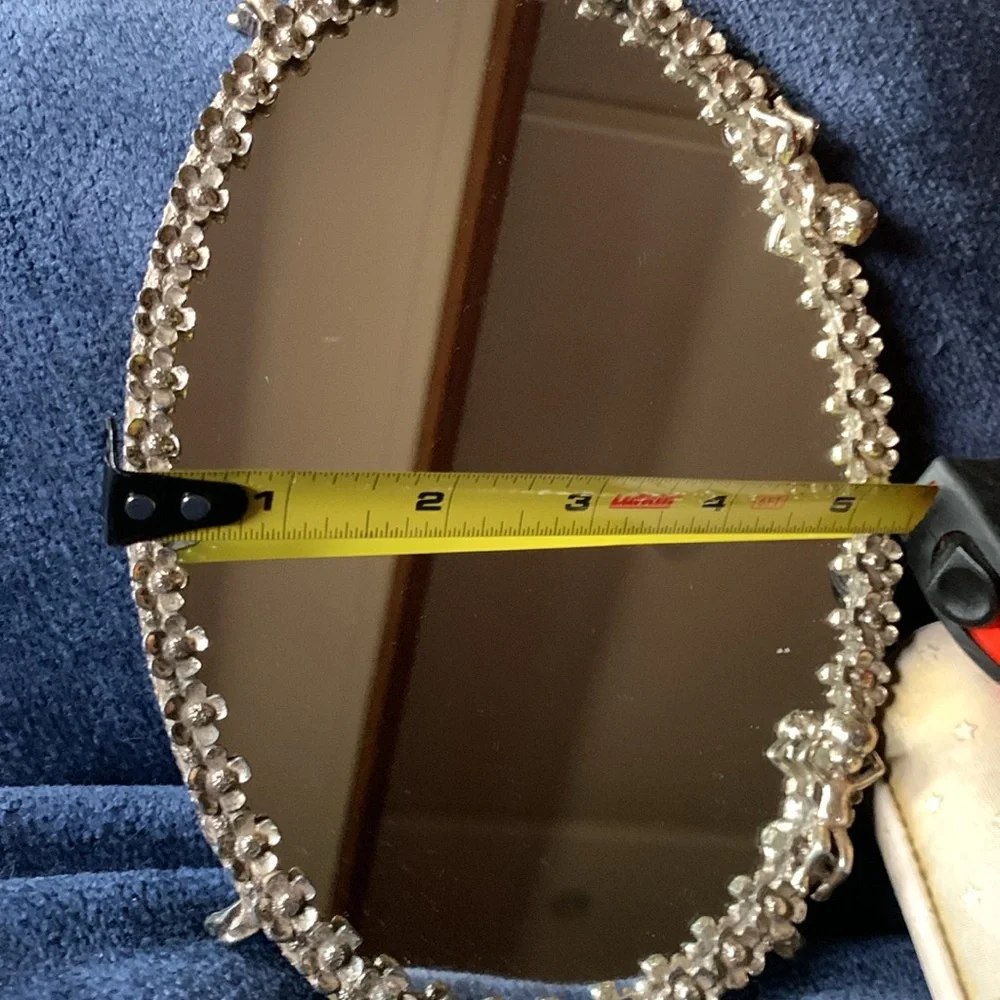 Vintage Sam Fink Silver Tone Mirrored Vanity Tray